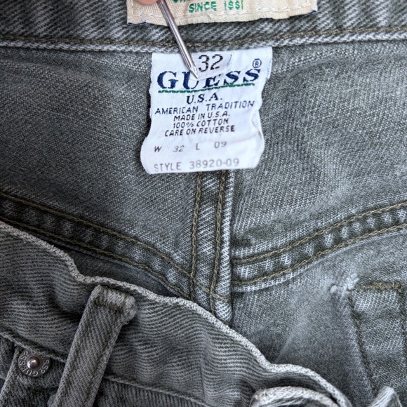 Vintage 80s 90s Guess Denim Jean Shorts Size 32 Mens Faded Army Green USA Made - Picture 6 of 9